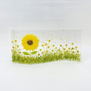 Glass Screen-Fused Glass Wave-Sunflower Meadow-Glass Plaque-Fused Glass Art-Home Decor-New Home Gift-Mothers Day Gift. JBT2067