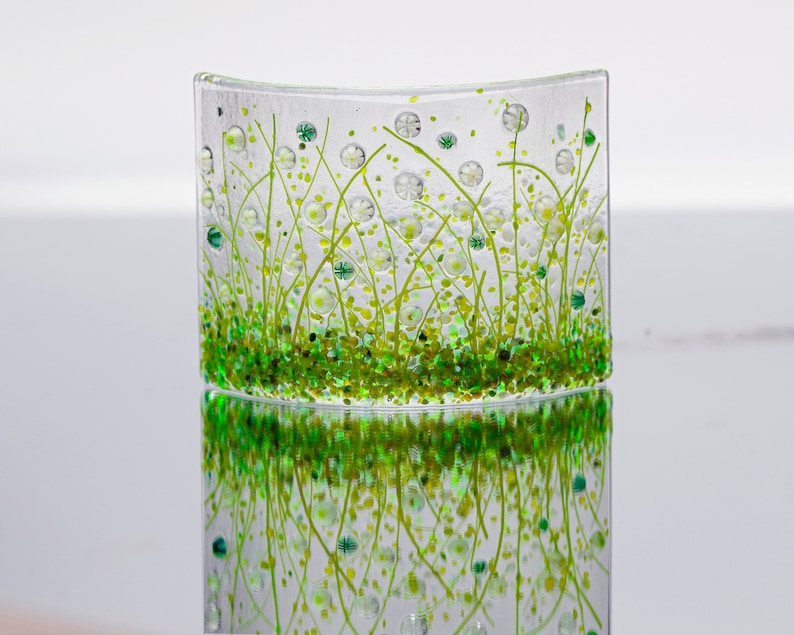 Glass Screen-Fused Glass Flower Meadow Picture-Daisy Cream Flowers-Fused Glass Art-Home Decor-New Home Gift-Mothers Day Gift JBT852