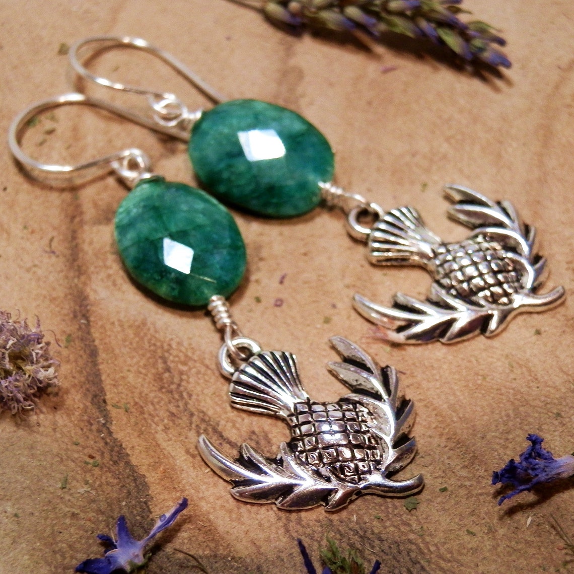 Scottish thistle earrings green thistle earrings Scotland Etsy