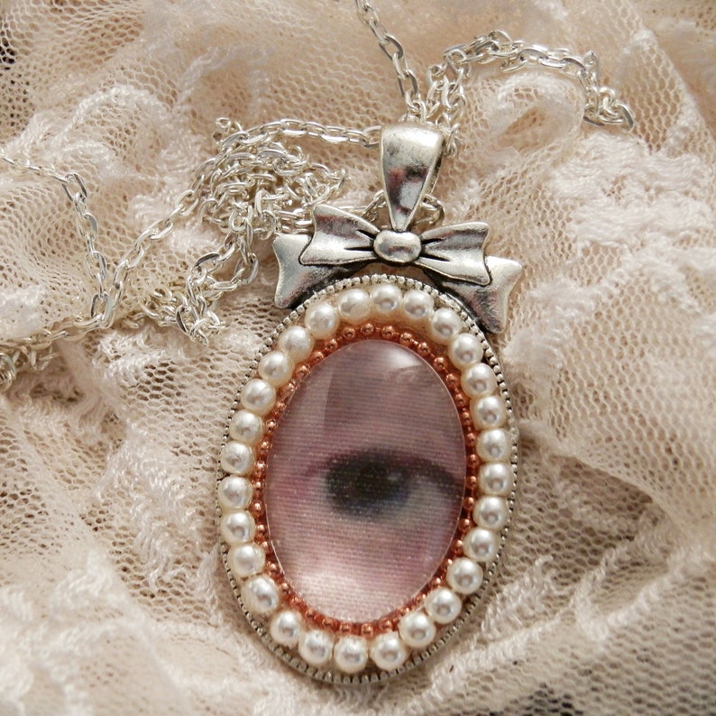 Lover's eye necklace with bow eye necklace eye jewelry Etsy