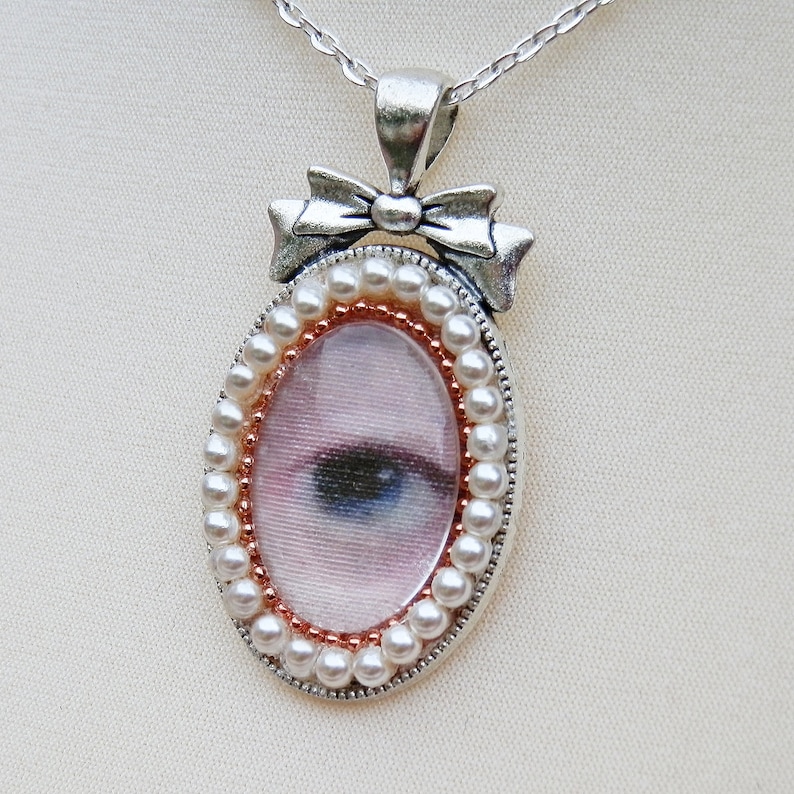Lover's eye necklace with bow eye necklace eye jewelry Etsy