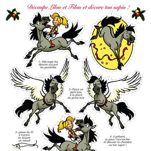 Carte Cheval Filou de Noël à découper pour décorer le sapin - Merry Christmas :)