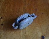 Small Wood Barn Pulley Block and Tackle Vintage Cast Iron