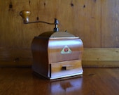 Pristine De Ve Coffee Grinder Mill Vintage from Holland with Copper Top