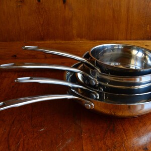 RESERVED for Mark Set of 4 Chefmate Premium Cookware Heavy Weight Copper Bottom 10" & 8"  Fry Pan Skillets Plus 2 Sauce Pots No Lids