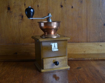 Trosser Vintage Manual Coffee Grinder Mill with Copper Hopper in Mint Condition