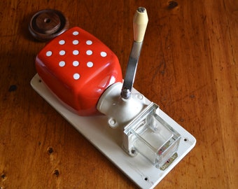 Vintage De Ve Wall Mount Coffee Grinder/Mill Made in Holland Red Polka Dot in Great Shape