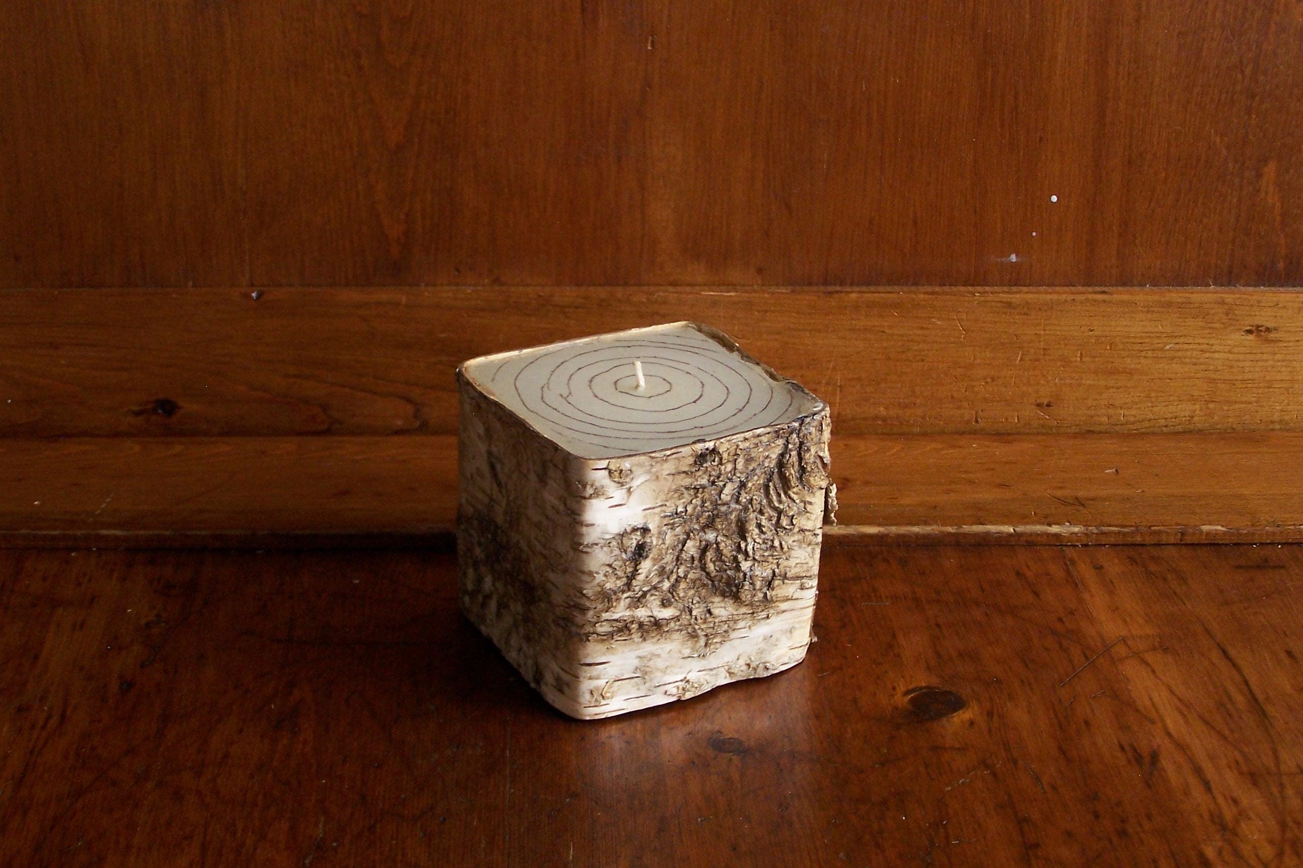 Real Birch Bark Wrapped Candle Like New Never Lit 4"