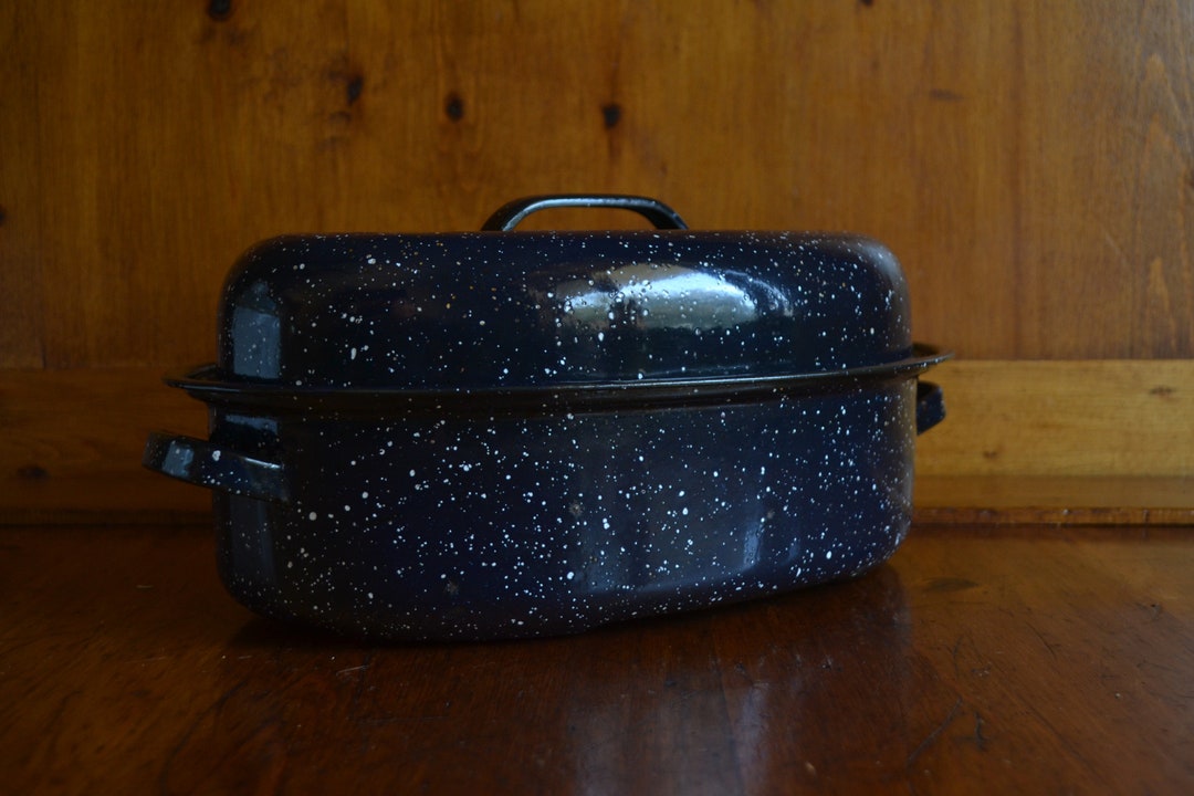 Vintage 12 Graniteware Small Roasting Pan With Lid Etsy