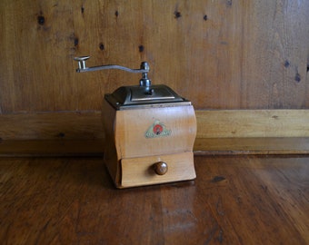 Vintage De Ve Copper Top Burr Coffee Grinder Mill from Holland with Patina Top