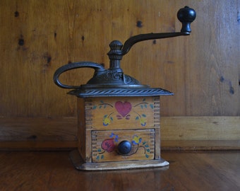 Vintage Iron Top Coffee Grinder Mill Hand-Painted in 1946