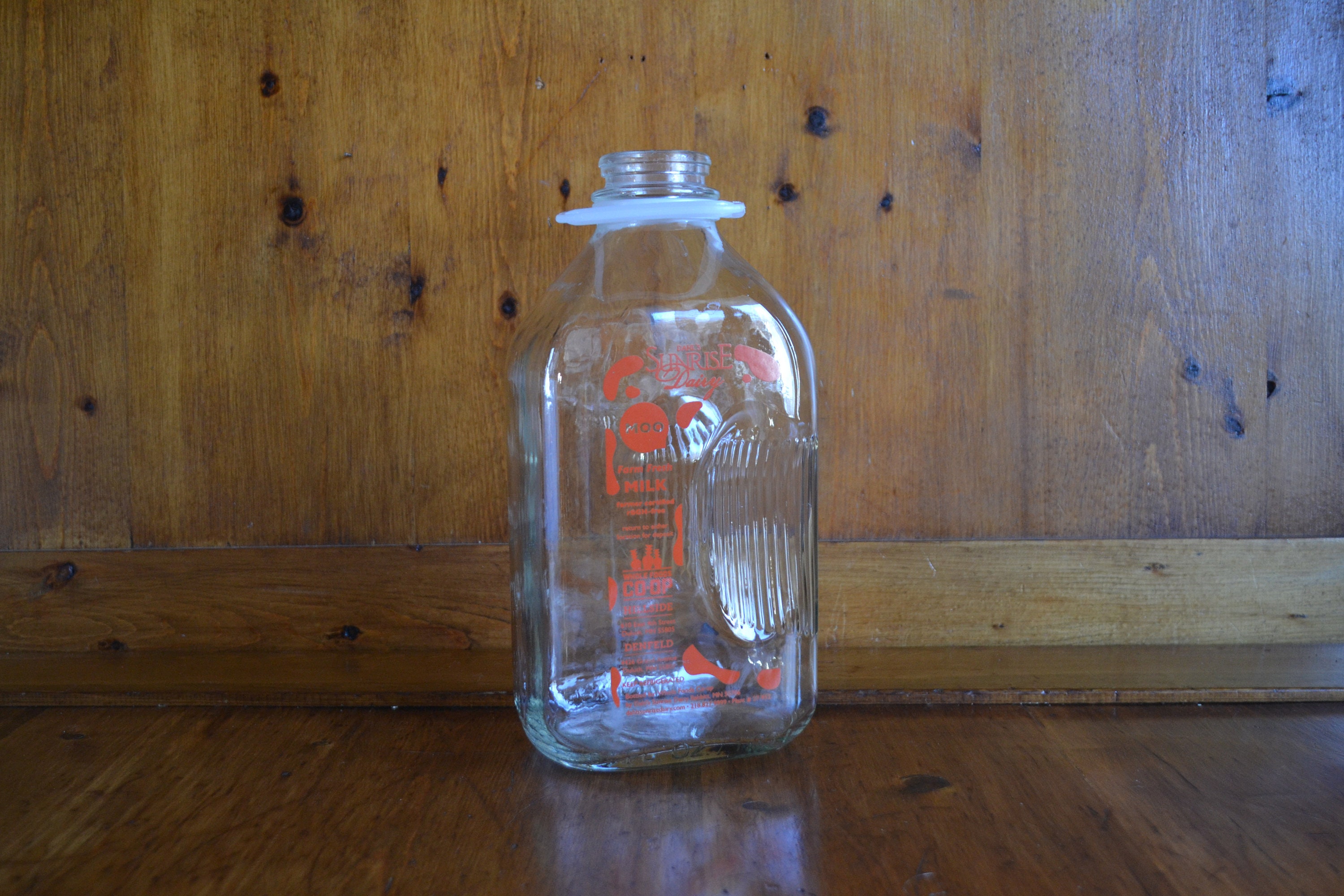 Vintage Clear Glass Milk Bottle With Cap, Always Ahead Famous Dairy,  General Store Bottles, Country Rustic, Modern Farmhouse Home Accents 