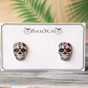 skull jewelry , sugar skull earrings , sugar skull jewelry , skull stud earrings , sugar skull studs  , hypoallergenic