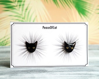 kat minnaar cadeau, zwarte kat, kat sieraden, kat stud oorbellen, zwarte kat oorbellen, kat dame cadeau, kitty oorbellen, nikkel vrije oorbellen