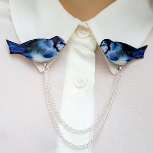 collar chain , collar pin , sweater chain , blue bird , cardigan clips , collar brooch