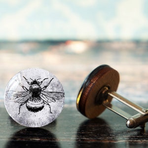 bumble bee cufflinks , bee cuff links , bee gift for him