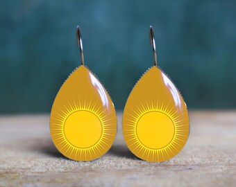 sun earrings , sunburst earrings , sunshine earrings , cheer up gift , astronomy gift , nickel free earrings , hypoallergenic