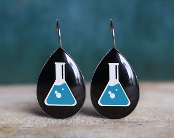 chemistry earrings , science earrings , chemistry jewelry , chemistry gift , science jewelry ,  hypoallergenic