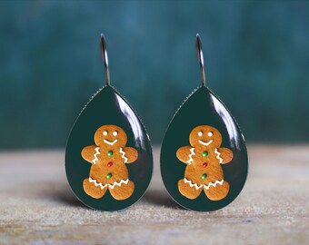 gingerbread earrings , cookie earrings , food earrings , quirky earrings , winter earrings , christmas earrings , festive earrings