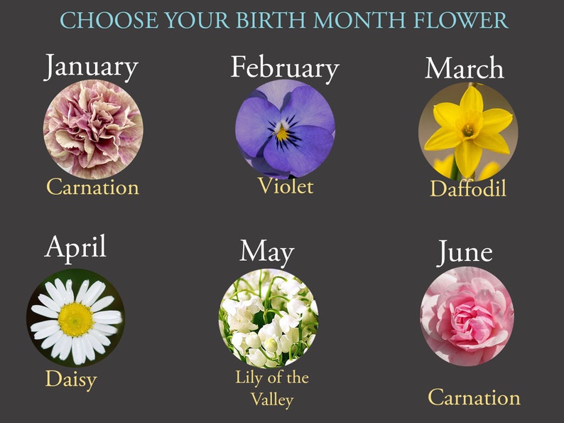 Birth Flower Ring Birth Month Flower Birth Flower Jewelry Etsy