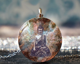 yoga necklace , buddha pendant , yoga jewelry , spiritual necklace , buddha jewelry , buddhist jewelry , tibetan necklace , buddha jewellery
