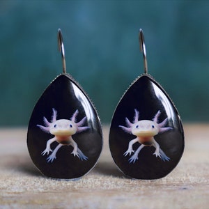 axolotl , axolotl earrings , axolotl jewelry  , axolotl gifts , quirky earrings , funny earrings
