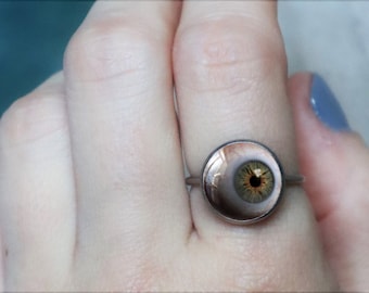 oogbol ring, oog ring, oogbal sieraden, glazen oog ring,