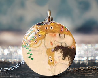 klimt pendant , klimt jewelry , gustav klimt pendant , mother and child , mother day necklace , new mom gift , necklace for mom