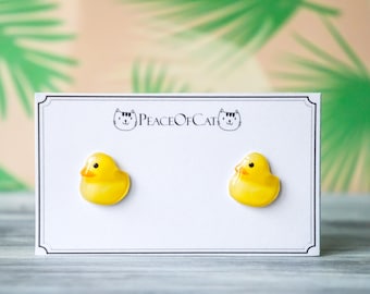 pendientes de pato de goma, joyas de pato, pendientes de pato amarillo, regalos de pato, pendientes para niños, joyas para niños, pendientes lindos