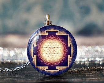 heilige Geometrie, Sri Yantra Anhänger, Sri Yantra Schmuck, geometrische Halskette, Yoga Schmuck, Mandala Halskette, geometrischer Anhänger