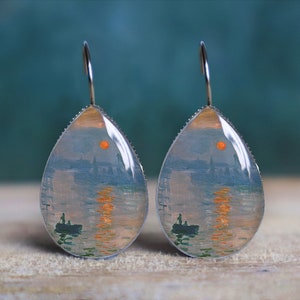 monet earrings , monet jewelry , painting earrings , art earrings , claude monet , monet gift , nickel free earrings , hypoallergenic