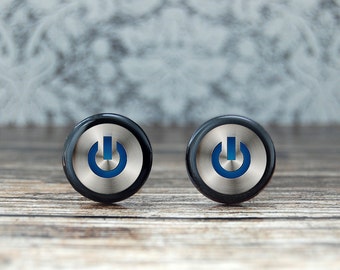 power button  , computer nerd , geekery cufflinks , computer lovers , geek cufflinks , computer cufflinks , power switch
