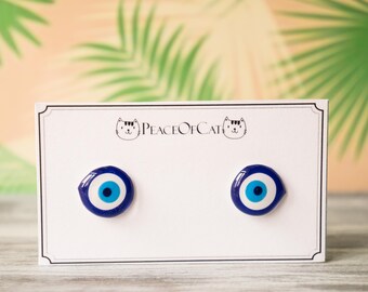 邪眼イヤリング、邪眼ジュエリー、アイスタッドイヤリング、邪眼スタッド、邪眼ギフト