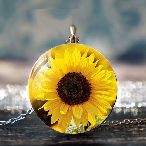 Sunflower Jewelry Sunflower Pendant Sunflower Gift Etsy