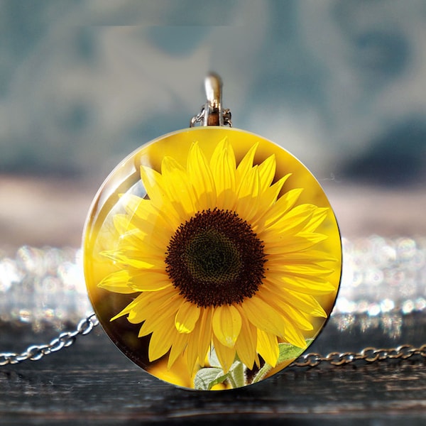 sunflower jewelry , sunflower pendant , sunflower gift , nature jewelry , flower pendant