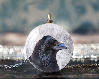 joyas de cuervo, collar de cuervo, colgante de cuervo, joyería de cuervo, colgante de cuervo, collar gótico, collar de cuervo negro, colgante de pájaro