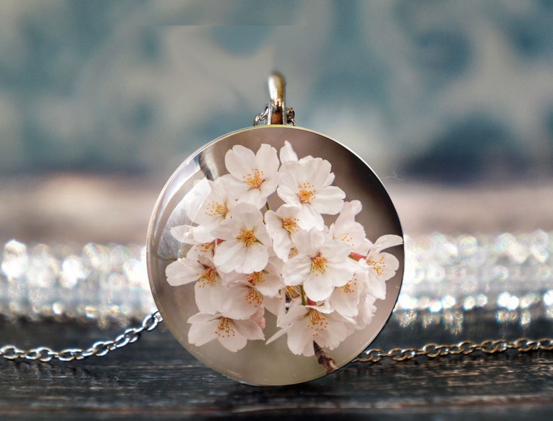 sakura necklace blossom necklace botanical necklace blossom jewellery pink flower necklace flower jewellery