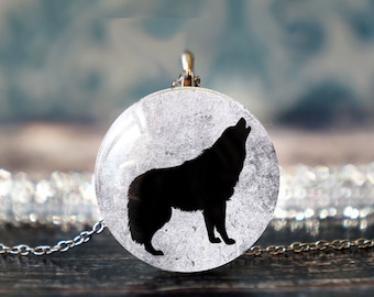 joyas de lobo, colgante de lobo, lobo aullador, regalos de lobo, animal espiritual, collar de lobo de plata, collar de animales, colgante de animales
