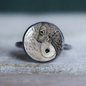 anillo de búho, joyería de búho, anillo de pájaro, anillo de lechuza común, regalo de búho