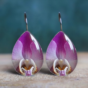 orchid earrings , orchid jewelry , orchid gifts , flower gift , flower lover gift , phalaenopsis orchid , nickel free earrings