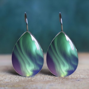 aurora borealis , fairy earrings , northern lights , , northern lights gift , nickel free earrings , hypoallergenic , french lever back