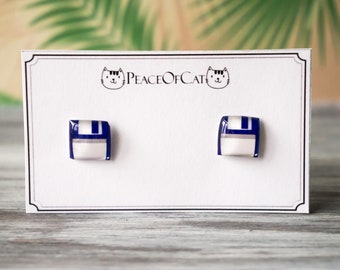 floppy disk , computer gift , geek gift , geeky earrings , nerdy earrings , floppy disk studs  , computer jewelry , hypoallergenic