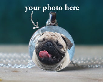 pug , pug gift , pug mom , pet photo necklace , custom pet necklace , dog mom necklace , custom dog jewelry , dog memorial jewelry ,