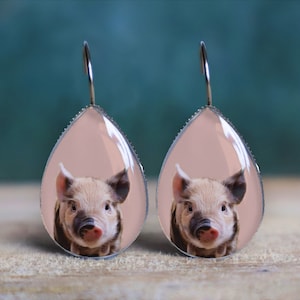 pig earrings , pig jewelry , nickel free earrings , pig lover gift , quirky earrings