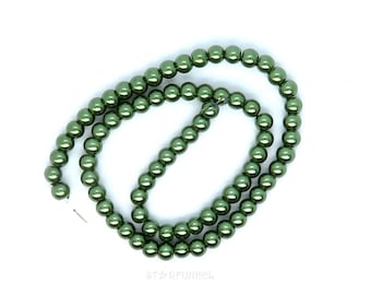 GLASWACHSPERLEN Kugeln 1 Strang 4mm türkis #2