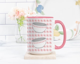 Large PYREX Pink DAISY Coffee Tea MUG, Deluxe 15oz. Beverage, Pyrex Pink Daisy Pattern Kitchen Decor, Pyrex Lover Gift Present, Pyrex Cup