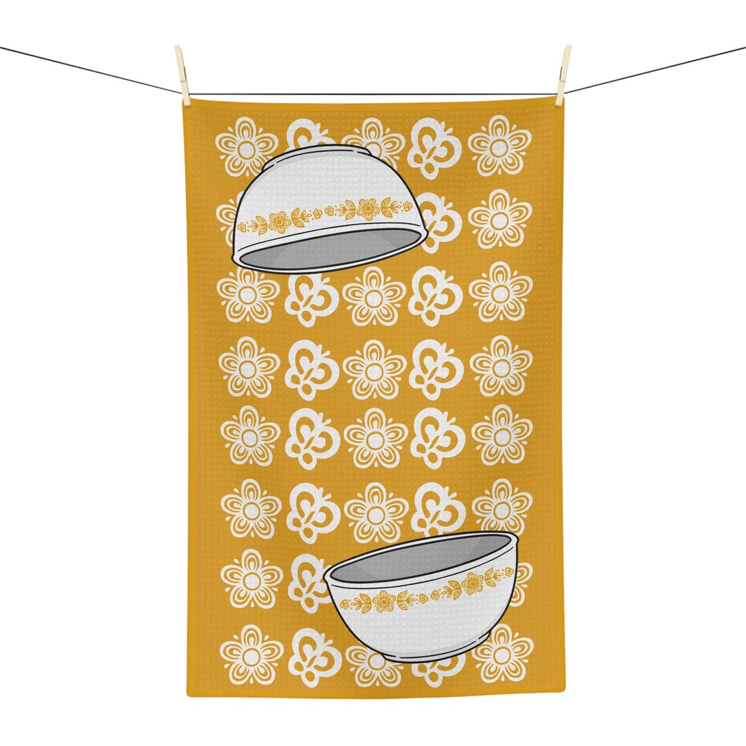 Pyrex Butterfly Gold WAFFLE WEAVE Dish Towels, Pyrex Themed Gift ...