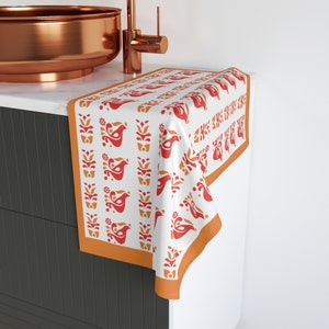 Pyrex FRIENDSHIP Polyester Microfiber TERRY faced Hand Towel, Kitchen Dish Towel, Vintage Pyrex Bowl Pattern, Pyrex Rooster Mothers Day Gift