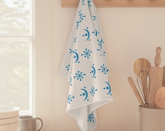 Pyrex Snowflake Garland WAFFLE WEAVE Dish Towels, Pyrex Themed Gift, Snowflake Garland Pattern Hand Towel, Pyrex Bowls Kitchen Decor