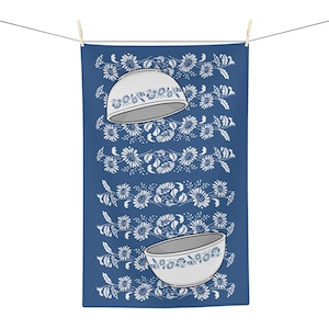 Pyrex Colonial Mist WAFFLE WEAVE Dish Bowls Towel, Pyrex Themed Gift, Floral Colonial Pattern Hand Towel, Corelle Bowls Kitchen Decor
